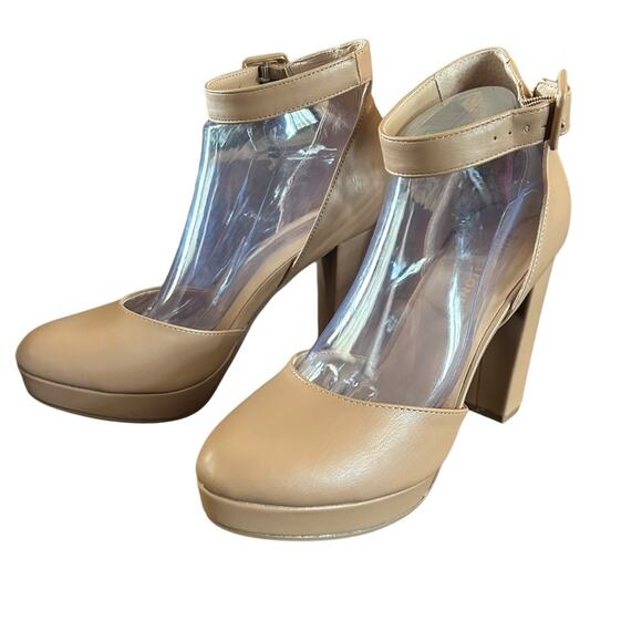Sun + stone  Estrella Block-Heel Pumps Ankle Straps Nude New Size 9.5 - Picture 1 of 11
